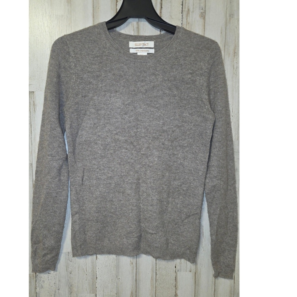 Ellen Tracy size XS Crew 100% cashmere Sweater Pullover Beige Tan